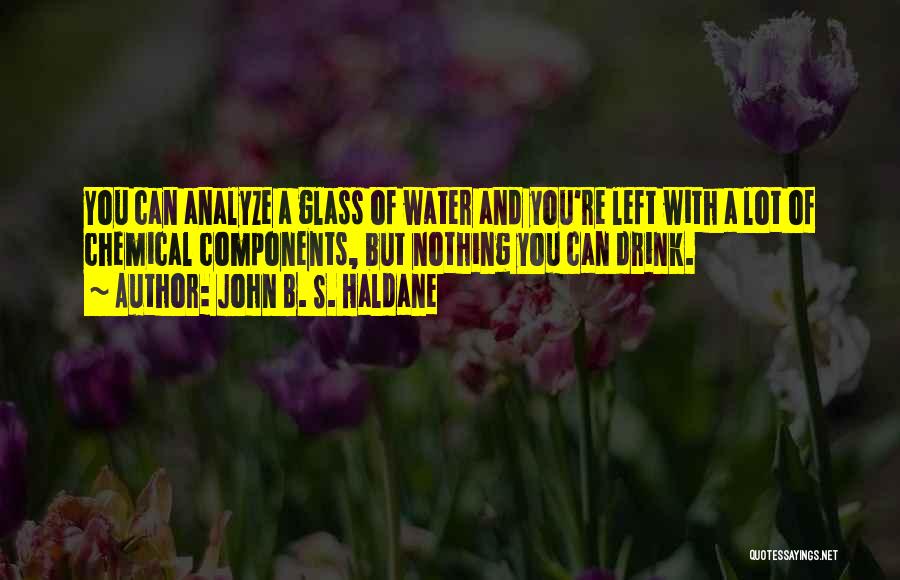 John B. S. Haldane Quotes: You Can Analyze A Glass Of Water And You're Left With A Lot Of Chemical Components, But Nothing You Can