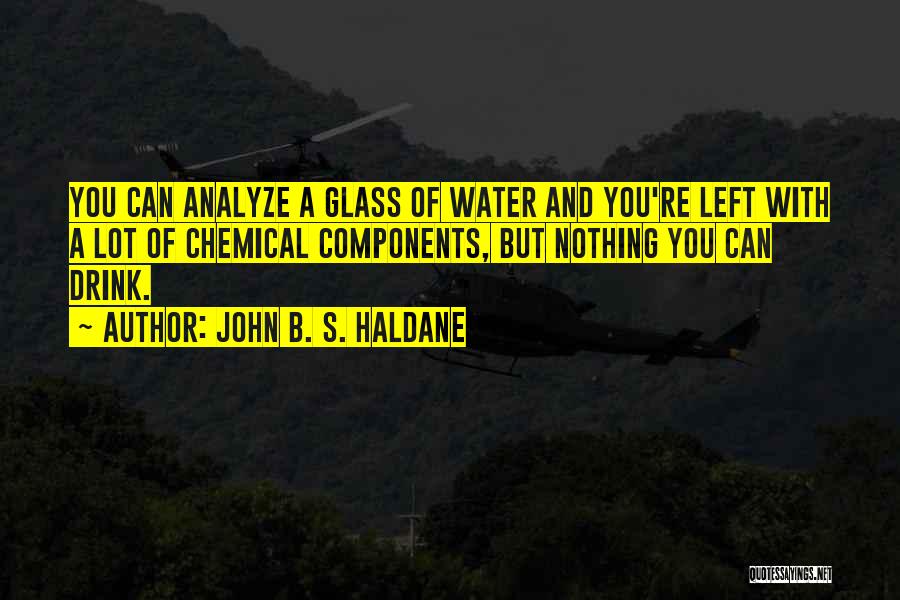 John B. S. Haldane Quotes: You Can Analyze A Glass Of Water And You're Left With A Lot Of Chemical Components, But Nothing You Can