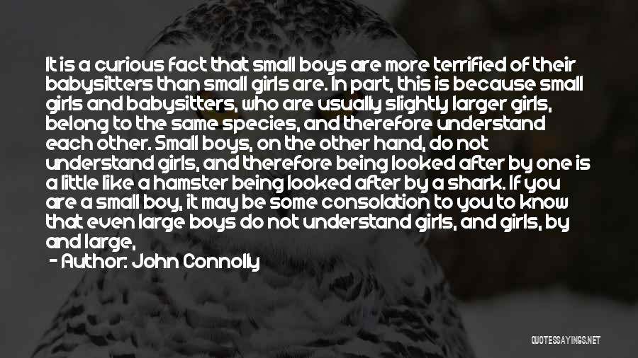 John Connolly Quotes: It Is A Curious Fact That Small Boys Are More Terrified Of Their Babysitters Than Small Girls Are. In Part,