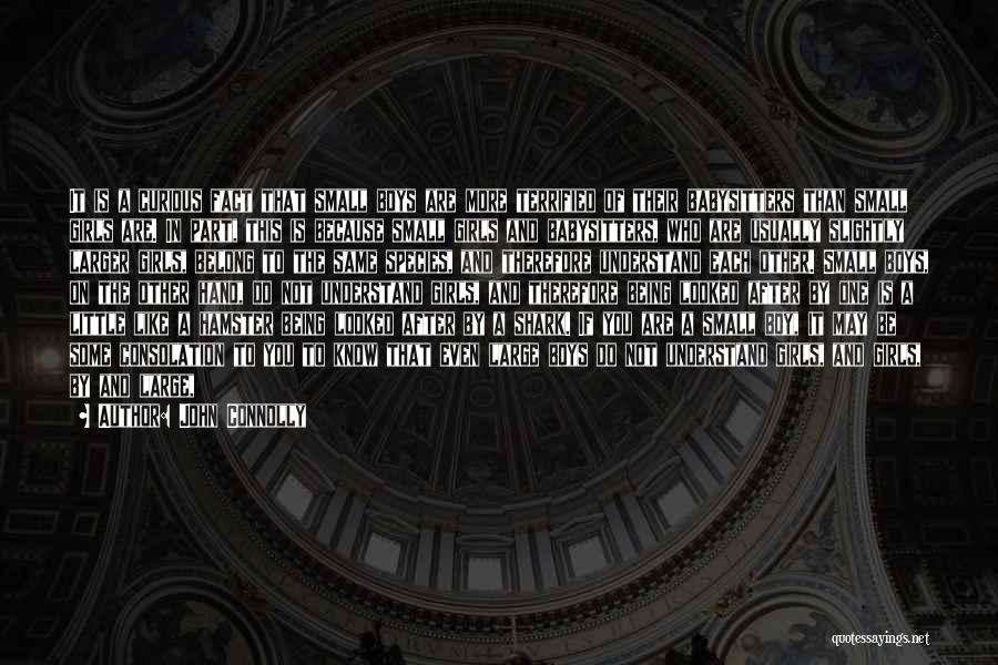 John Connolly Quotes: It Is A Curious Fact That Small Boys Are More Terrified Of Their Babysitters Than Small Girls Are. In Part,