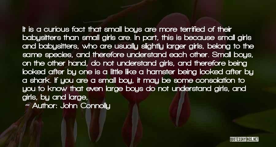 John Connolly Quotes: It Is A Curious Fact That Small Boys Are More Terrified Of Their Babysitters Than Small Girls Are. In Part,