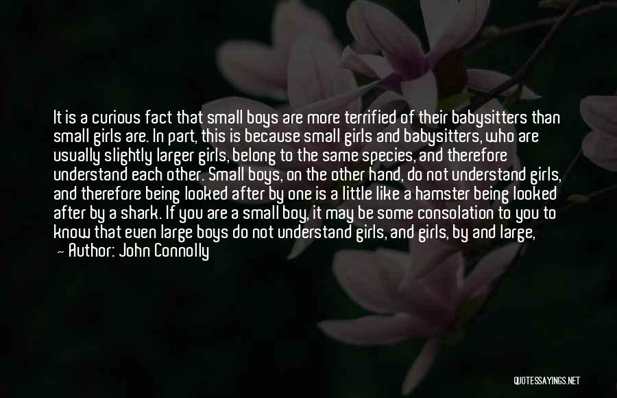 John Connolly Quotes: It Is A Curious Fact That Small Boys Are More Terrified Of Their Babysitters Than Small Girls Are. In Part,