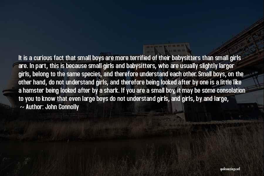 John Connolly Quotes: It Is A Curious Fact That Small Boys Are More Terrified Of Their Babysitters Than Small Girls Are. In Part,