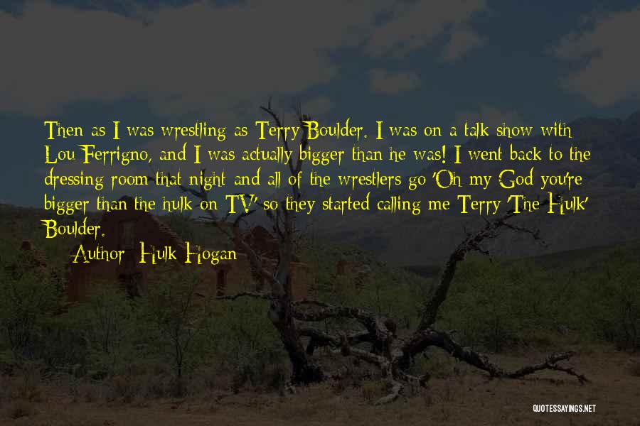 Hulk Hogan Quotes: Then As I Was Wrestling As Terry Boulder. I Was On A Talk Show With Lou Ferrigno, And I Was