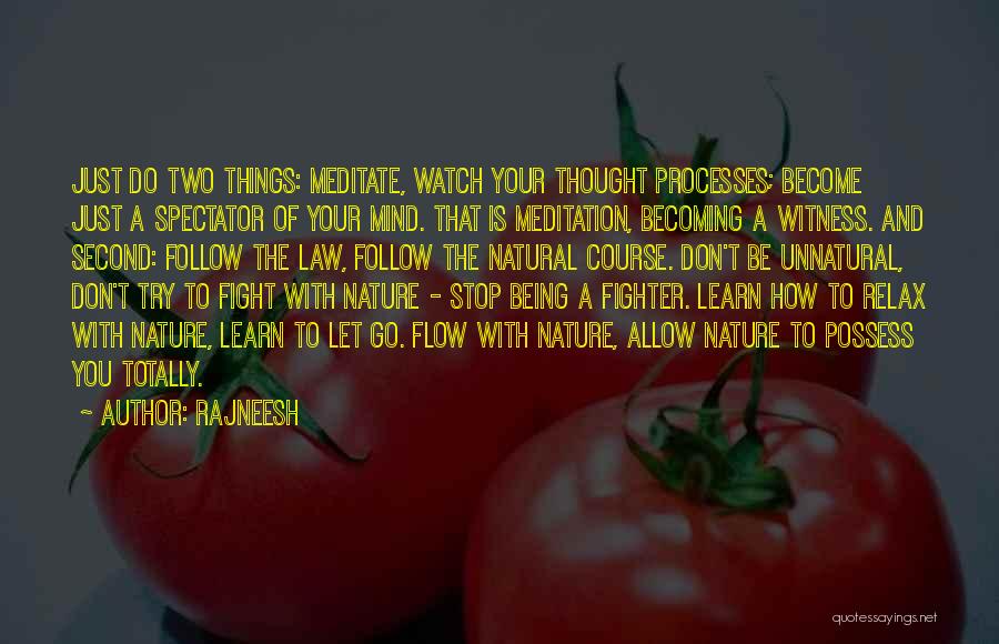 Rajneesh Quotes: Just Do Two Things: Meditate, Watch Your Thought Processes; Become Just A Spectator Of Your Mind. That Is Meditation, Becoming