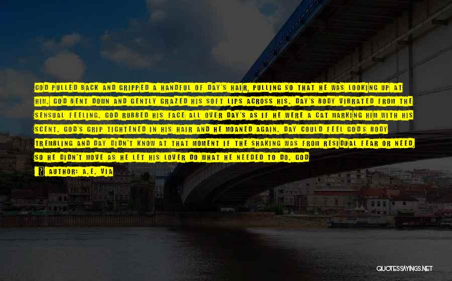 A.E. Via Quotes: God Pulled Back And Gripped A Handful Of Day's Hair, Pulling So That He Was Looking Up At Him. God