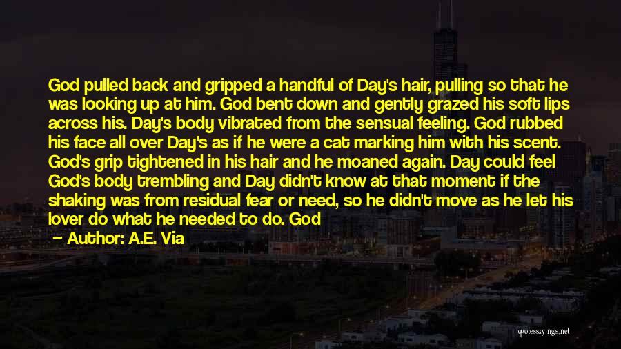 A.E. Via Quotes: God Pulled Back And Gripped A Handful Of Day's Hair, Pulling So That He Was Looking Up At Him. God