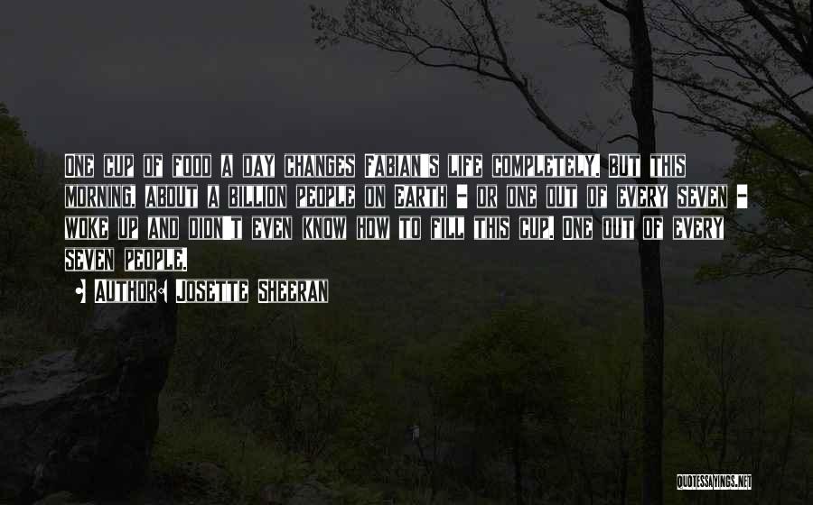 Josette Sheeran Quotes: One Cup Of Food A Day Changes Fabian's Life Completely. But This Morning, About A Billion People On Earth -