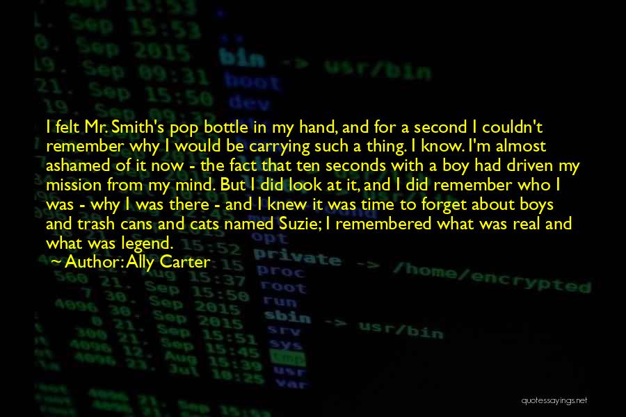Ally Carter Quotes: I Felt Mr. Smith's Pop Bottle In My Hand, And For A Second I Couldn't Remember Why I Would Be