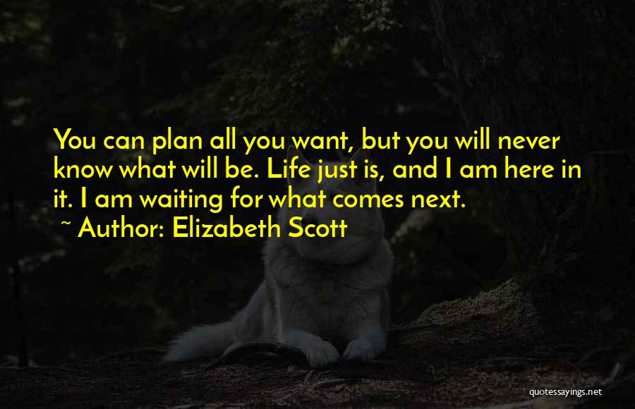 Elizabeth Scott Quotes: You Can Plan All You Want, But You Will Never Know What Will Be. Life Just Is, And I Am