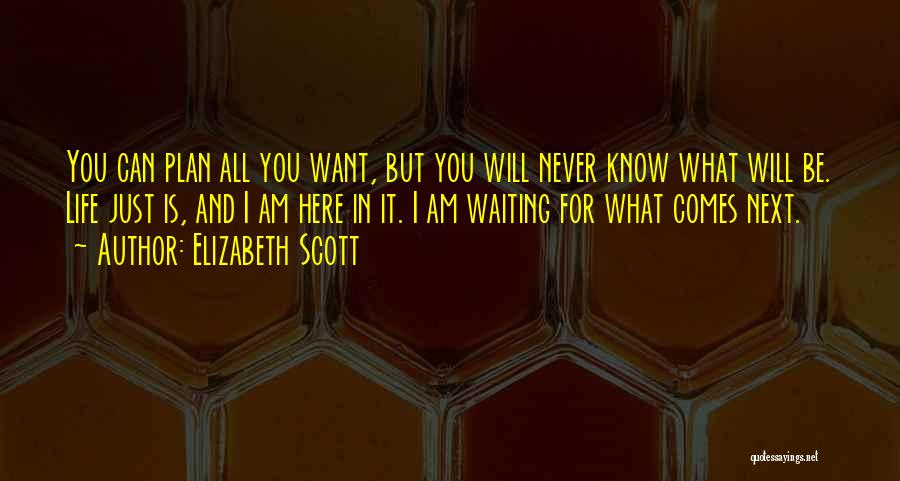 Elizabeth Scott Quotes: You Can Plan All You Want, But You Will Never Know What Will Be. Life Just Is, And I Am