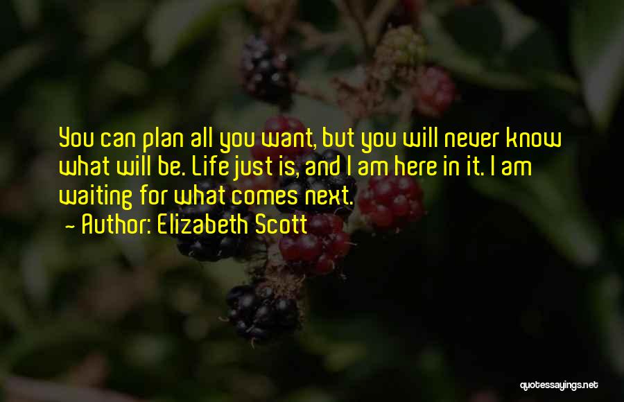 Elizabeth Scott Quotes: You Can Plan All You Want, But You Will Never Know What Will Be. Life Just Is, And I Am