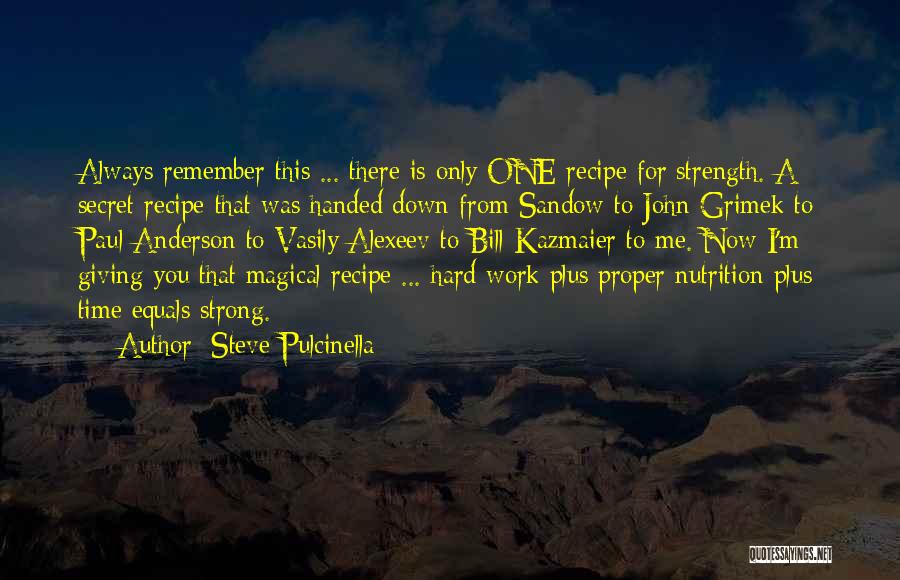 Steve Pulcinella Quotes: Always Remember This ... There Is Only One Recipe For Strength. A Secret Recipe That Was Handed Down From Sandow