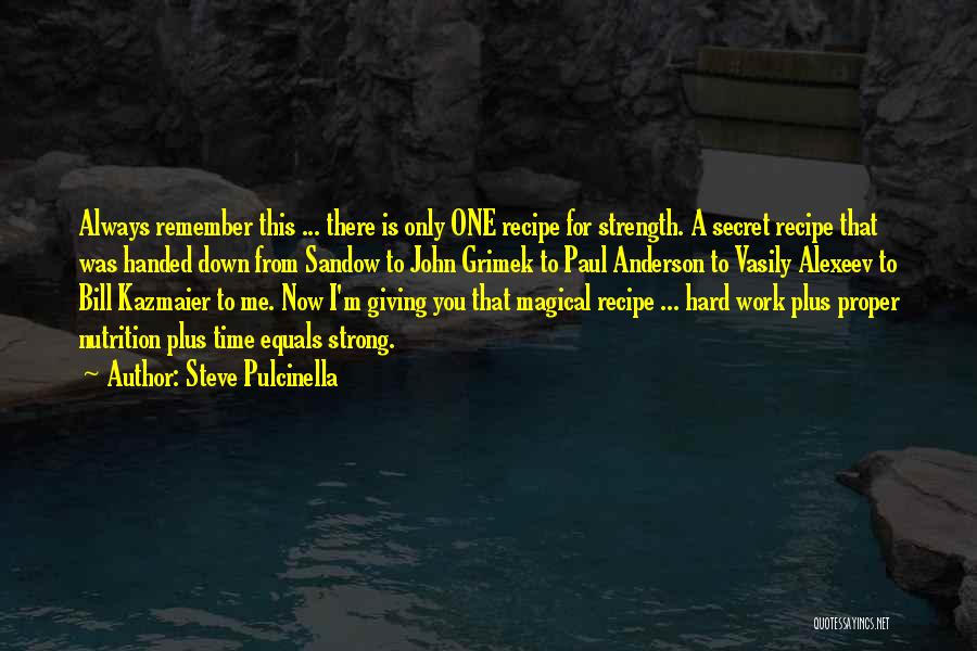 Steve Pulcinella Quotes: Always Remember This ... There Is Only One Recipe For Strength. A Secret Recipe That Was Handed Down From Sandow