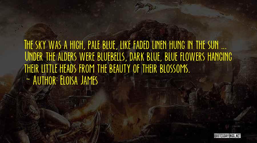 Eloisa James Quotes: The Sky Was A High, Pale Blue, Like Faded Linen Hung In The Sun ... Under The Alders Were Bluebells,