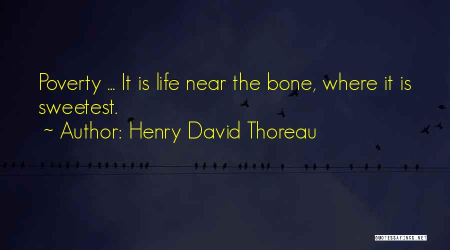 Henry David Thoreau Quotes: Poverty ... It Is Life Near The Bone, Where It Is Sweetest.