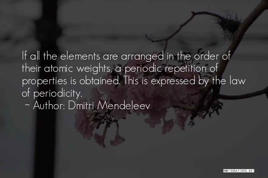 Dmitri Mendeleev Quotes: If All The Elements Are Arranged In The Order Of Their Atomic Weights, A Periodic Repetition Of Properties Is Obtained.