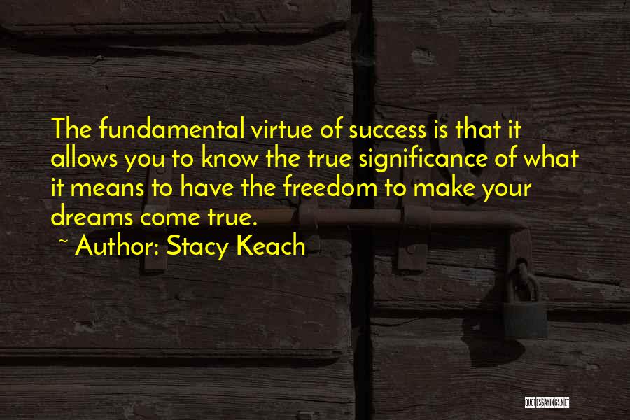 Stacy Keach Quotes: The Fundamental Virtue Of Success Is That It Allows You To Know The True Significance Of What It Means To