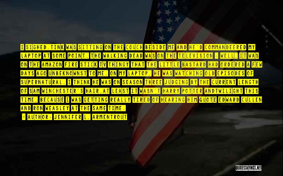 Jennifer L. Armentrout Quotes: I Sighed.tink Was Sitting On The Couch Beside Me And He'd Commandeered My Laptop At Some Point. The Walking Dead