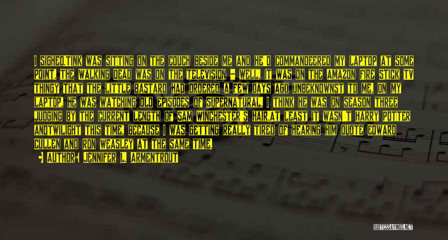 Jennifer L. Armentrout Quotes: I Sighed.tink Was Sitting On The Couch Beside Me And He'd Commandeered My Laptop At Some Point. The Walking Dead