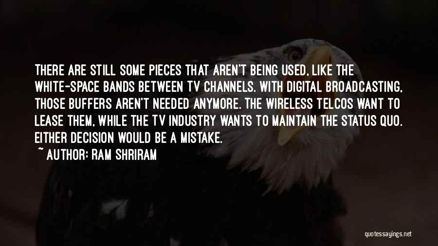 Ram Shriram Quotes: There Are Still Some Pieces That Aren't Being Used, Like The White-space Bands Between Tv Channels. With Digital Broadcasting, Those