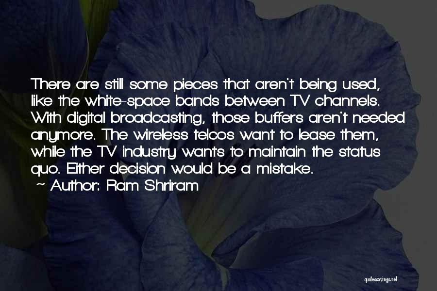 Ram Shriram Quotes: There Are Still Some Pieces That Aren't Being Used, Like The White-space Bands Between Tv Channels. With Digital Broadcasting, Those