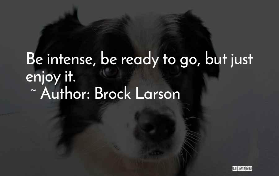 Brock Larson Quotes: Be Intense, Be Ready To Go, But Just Enjoy It.