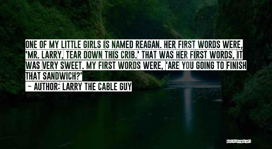 Larry The Cable Guy Quotes: One Of My Little Girls Is Named Reagan. Her First Words Were, 'mr. Larry, Tear Down This Crib.' That Was