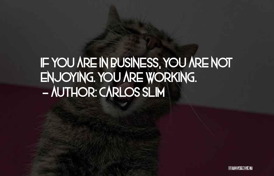 Carlos Slim Quotes: If You Are In Business, You Are Not Enjoying. You Are Working.