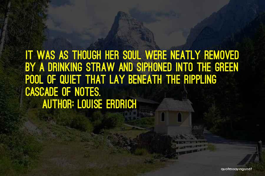 Louise Erdrich Quotes: It Was As Though Her Soul Were Neatly Removed By A Drinking Straw And Siphoned Into The Green Pool Of