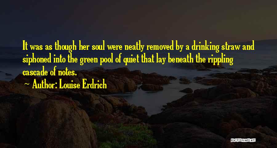 Louise Erdrich Quotes: It Was As Though Her Soul Were Neatly Removed By A Drinking Straw And Siphoned Into The Green Pool Of