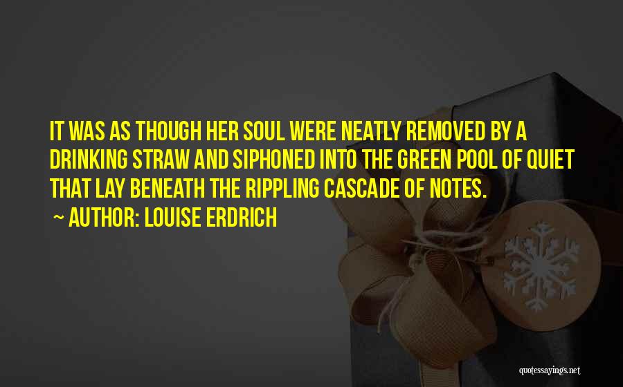 Louise Erdrich Quotes: It Was As Though Her Soul Were Neatly Removed By A Drinking Straw And Siphoned Into The Green Pool Of