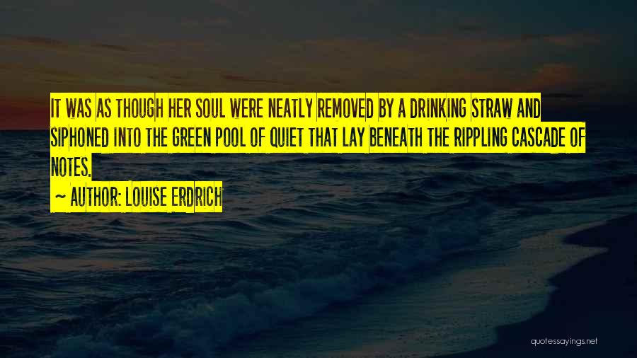 Louise Erdrich Quotes: It Was As Though Her Soul Were Neatly Removed By A Drinking Straw And Siphoned Into The Green Pool Of