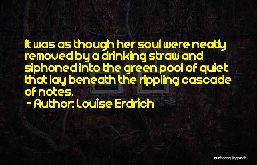 Louise Erdrich Quotes: It Was As Though Her Soul Were Neatly Removed By A Drinking Straw And Siphoned Into The Green Pool Of