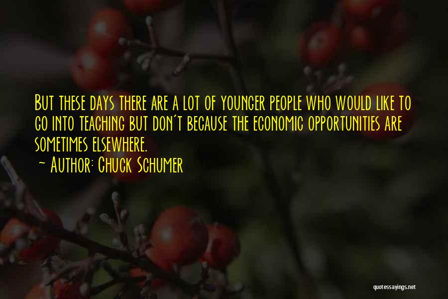 Chuck Schumer Quotes: But These Days There Are A Lot Of Younger People Who Would Like To Go Into Teaching But Don't Because