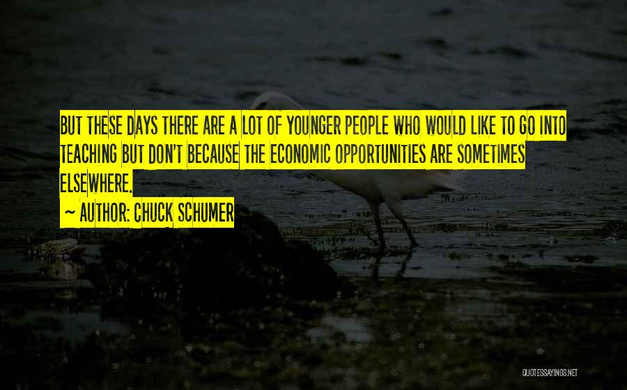 Chuck Schumer Quotes: But These Days There Are A Lot Of Younger People Who Would Like To Go Into Teaching But Don't Because