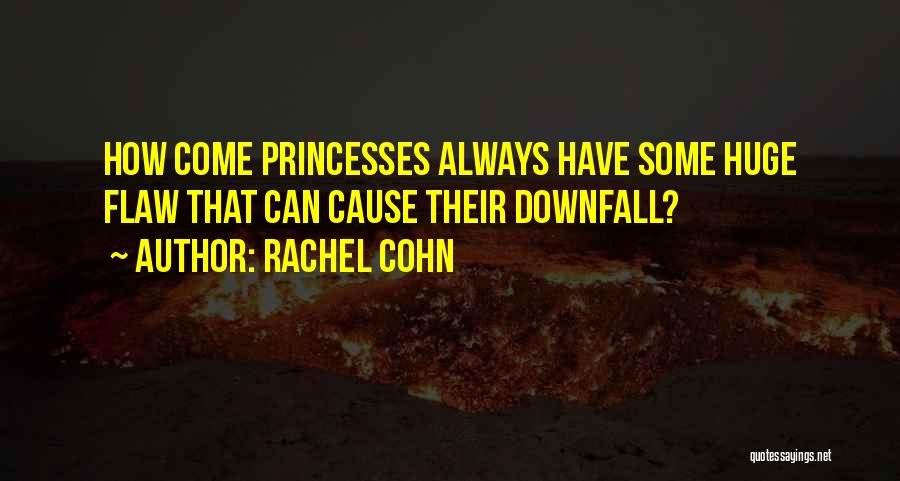 Rachel Cohn Quotes: How Come Princesses Always Have Some Huge Flaw That Can Cause Their Downfall?