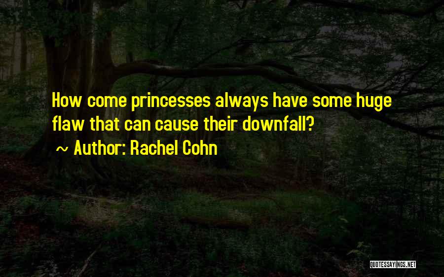 Rachel Cohn Quotes: How Come Princesses Always Have Some Huge Flaw That Can Cause Their Downfall?