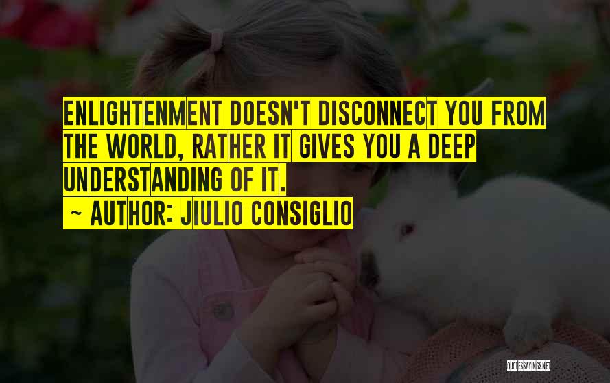 Jiulio Consiglio Quotes: Enlightenment Doesn't Disconnect You From The World, Rather It Gives You A Deep Understanding Of It.