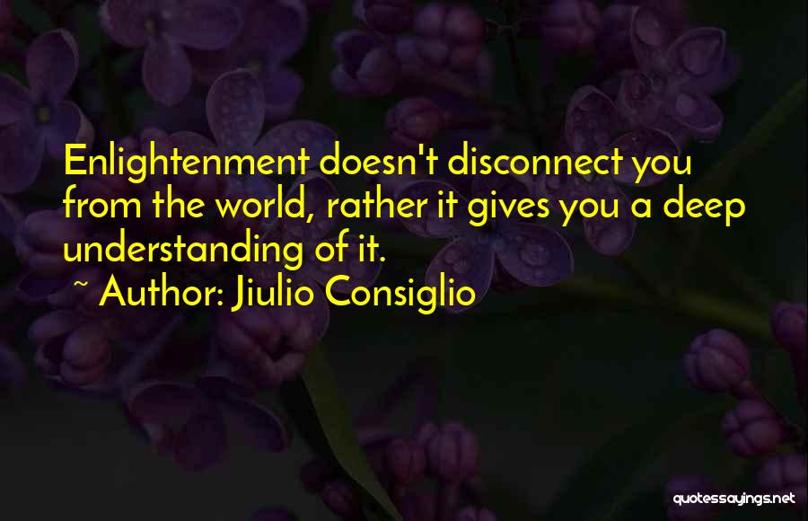 Jiulio Consiglio Quotes: Enlightenment Doesn't Disconnect You From The World, Rather It Gives You A Deep Understanding Of It.