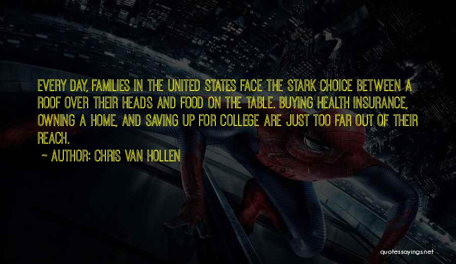 Chris Van Hollen Quotes: Every Day, Families In The United States Face The Stark Choice Between A Roof Over Their Heads And Food On