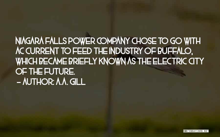 A.A. Gill Quotes: Niagara Falls Power Company Chose To Go With Ac Current To Feed The Industry Of Buffalo, Which Became Briefly Known