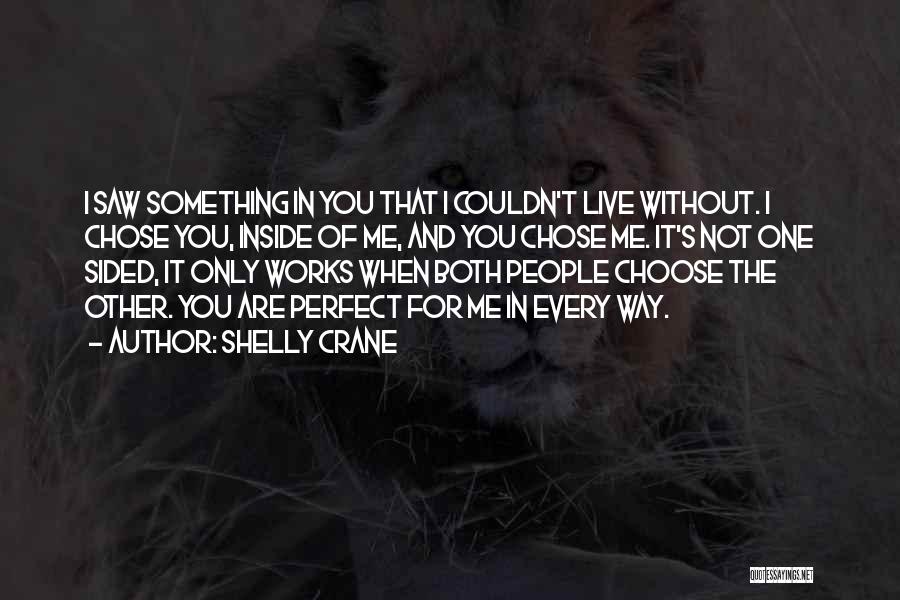 Shelly Crane Quotes: I Saw Something In You That I Couldn't Live Without. I Chose You, Inside Of Me, And You Chose Me.