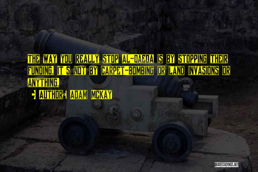 Adam McKay Quotes: The Way You Really Stop Al-qaeda Is By Stopping Their Funding. It's Not By Carpet-bombing Or Land Invasions Or Anything.