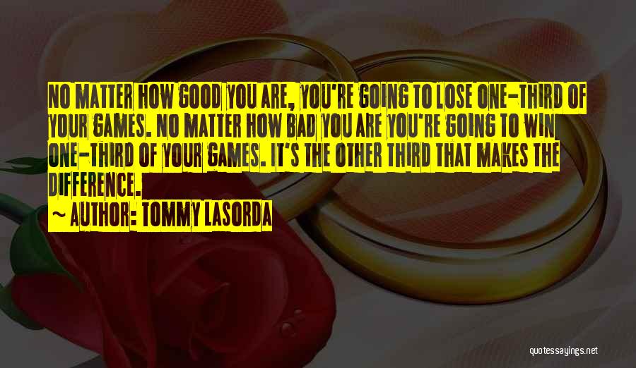 Tommy Lasorda Quotes: No Matter How Good You Are, You're Going To Lose One-third Of Your Games. No Matter How Bad You Are