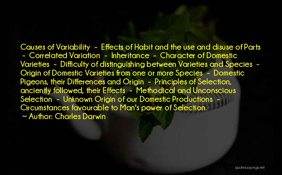 Charles Darwin Quotes: Causes Of Variability - Effects Of Habit And The Use And Disuse Of Parts - Correlated Variation - Inheritance -