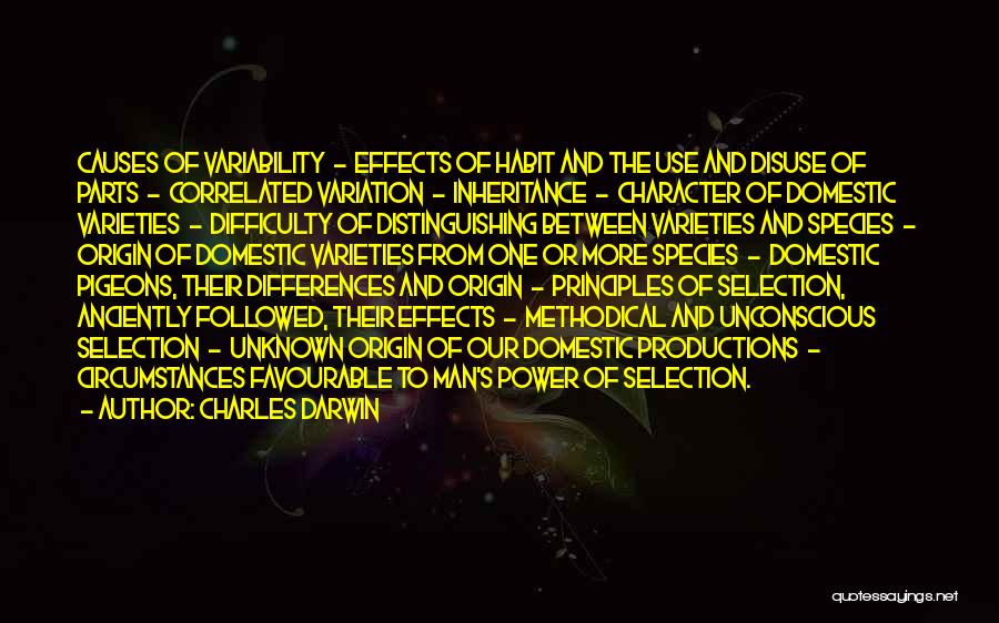 Charles Darwin Quotes: Causes Of Variability - Effects Of Habit And The Use And Disuse Of Parts - Correlated Variation - Inheritance -