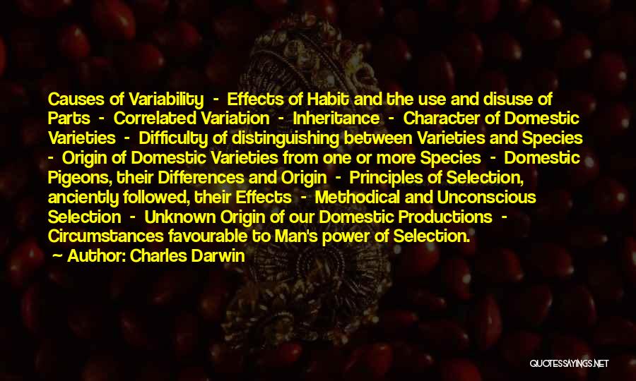 Charles Darwin Quotes: Causes Of Variability - Effects Of Habit And The Use And Disuse Of Parts - Correlated Variation - Inheritance -