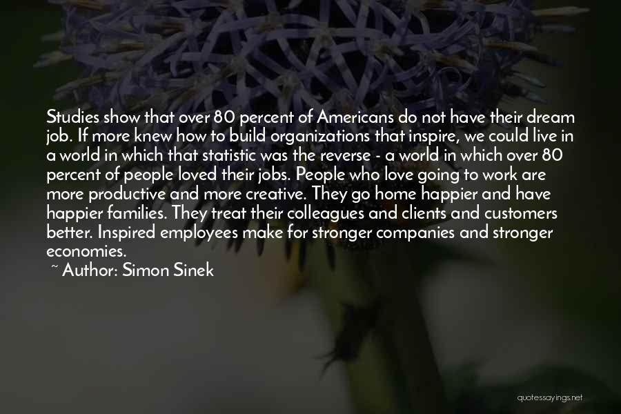 Simon Sinek Quotes: Studies Show That Over 80 Percent Of Americans Do Not Have Their Dream Job. If More Knew How To Build