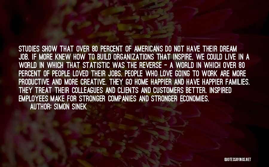 Simon Sinek Quotes: Studies Show That Over 80 Percent Of Americans Do Not Have Their Dream Job. If More Knew How To Build